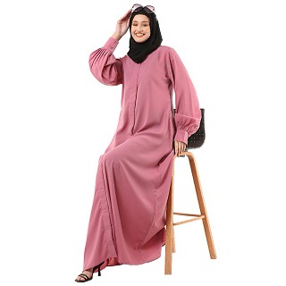 Casual front open abaya- Tulip Pink